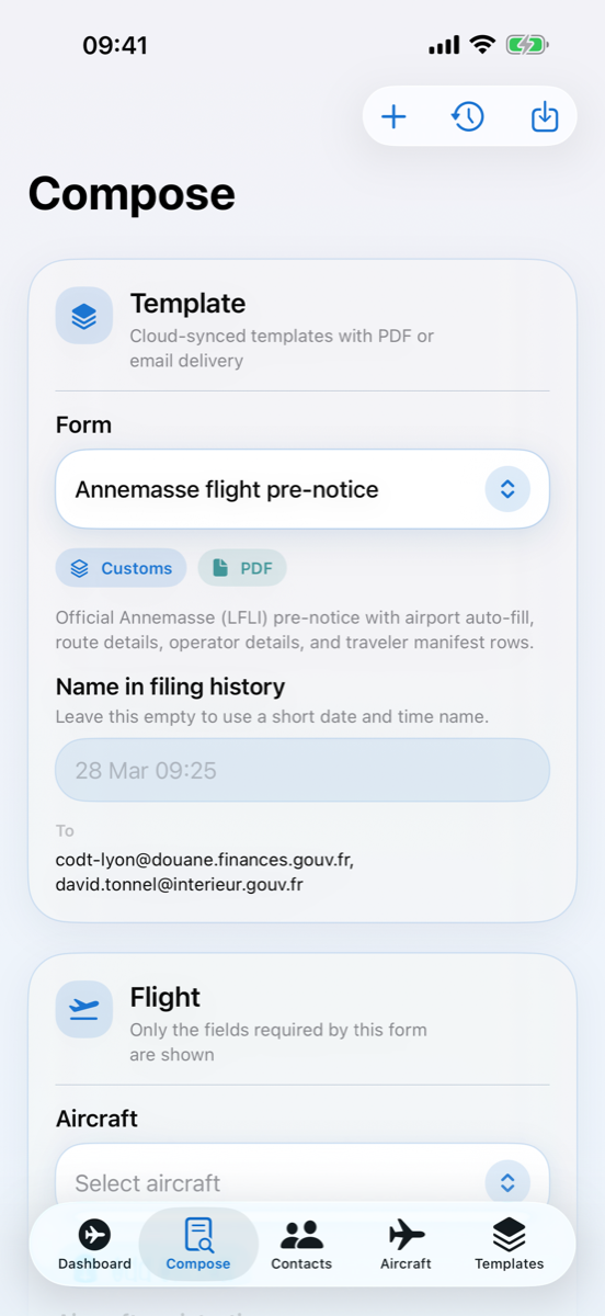 Pilot Form compose screenshot